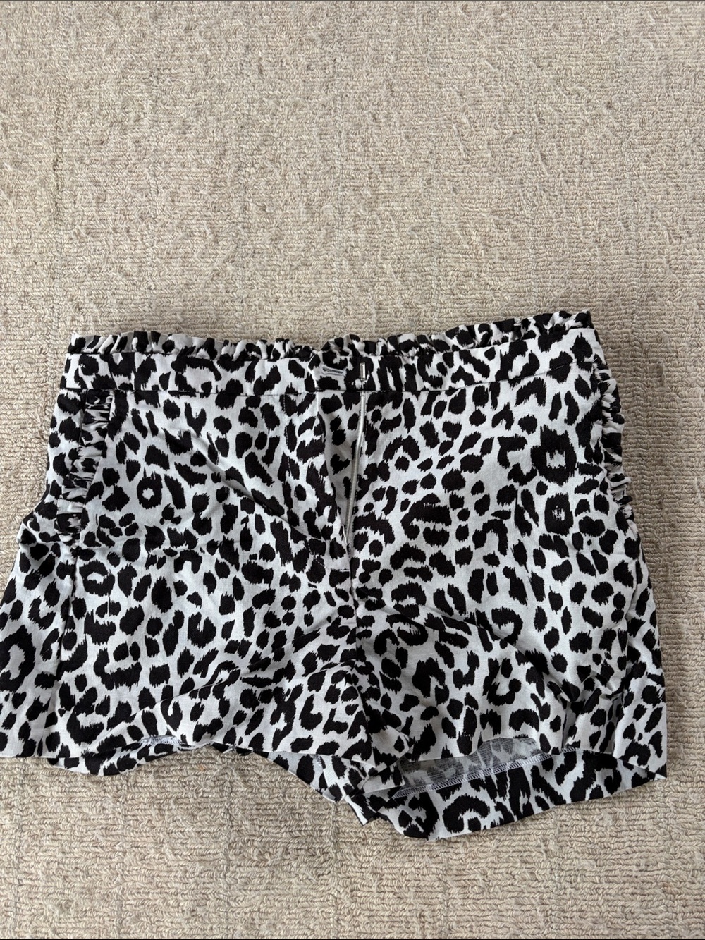 J. Crew Black and White Leopard-Print High Waist Shorts
